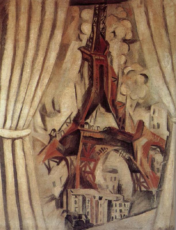Delaunay, Robert Eiffel Tower  in front of Curtain Germany oil painting art